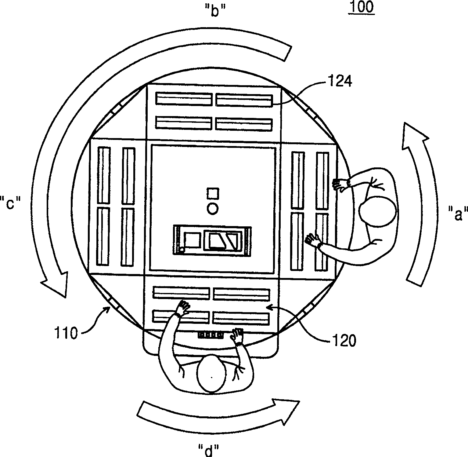 Rotation-type display panel testing device and display panel testing method using the same