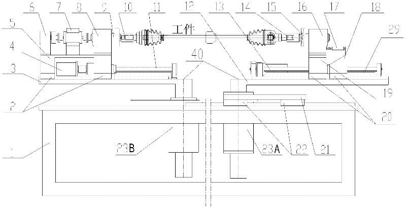 Test table for five-function test of driving shaft assembly of constant velocity universal joint