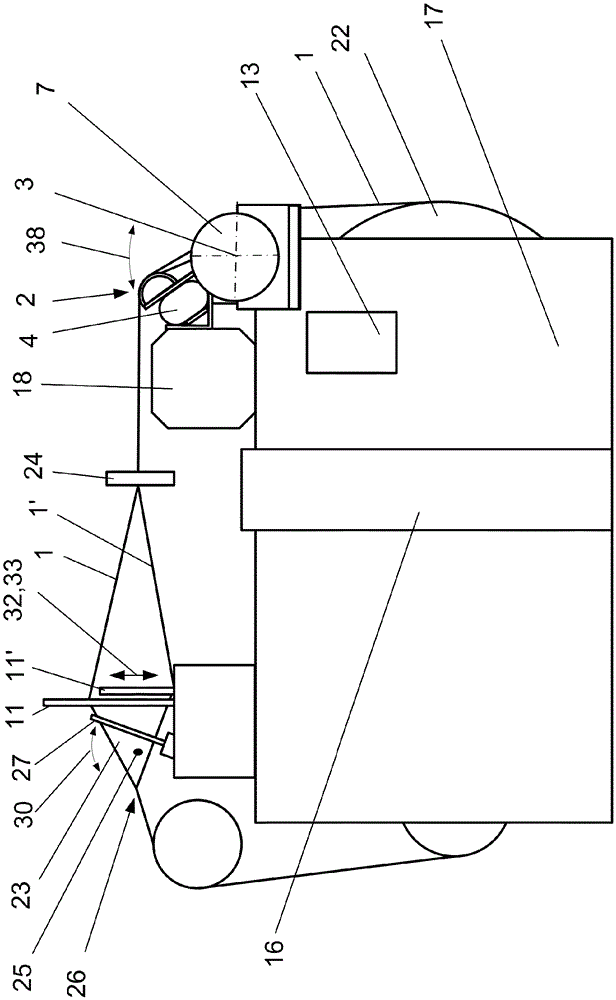 Method and device for applying forces and motions to warp threads of weaving machine