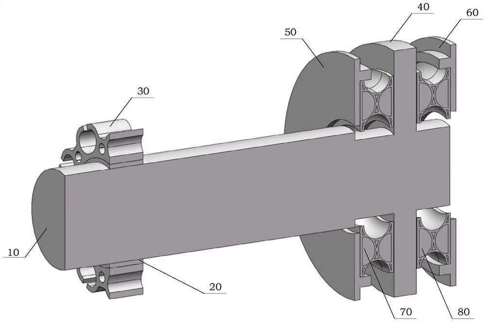 A flexible reed axial protection bearing for magnetic bearings