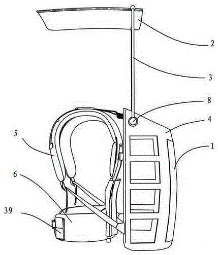 Upturned solar sun-protection packsack with rigid frame and frame structure of upturned solar sun-protection packsack