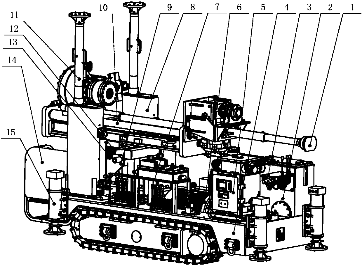 Crawler drill for coal mine underground floor suction roadway all-dip-angle hole drilling and construction method thereof