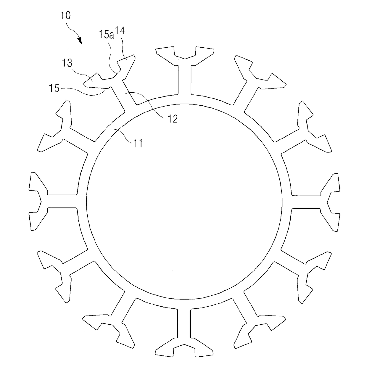 Motor having stator with coupled teeth