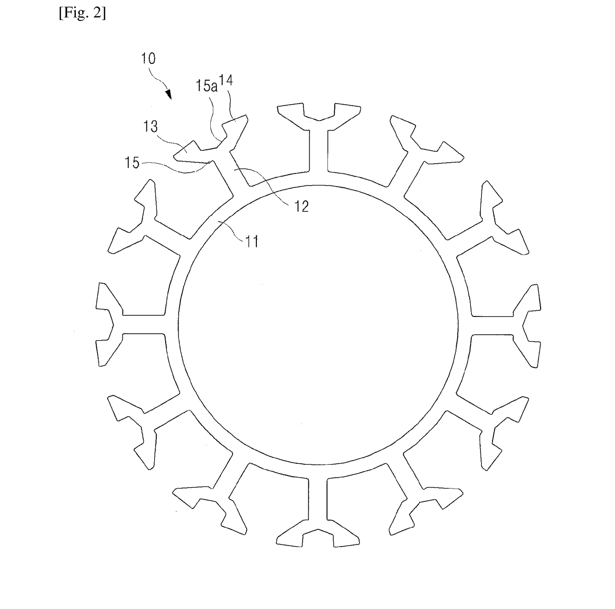 Motor having stator with coupled teeth