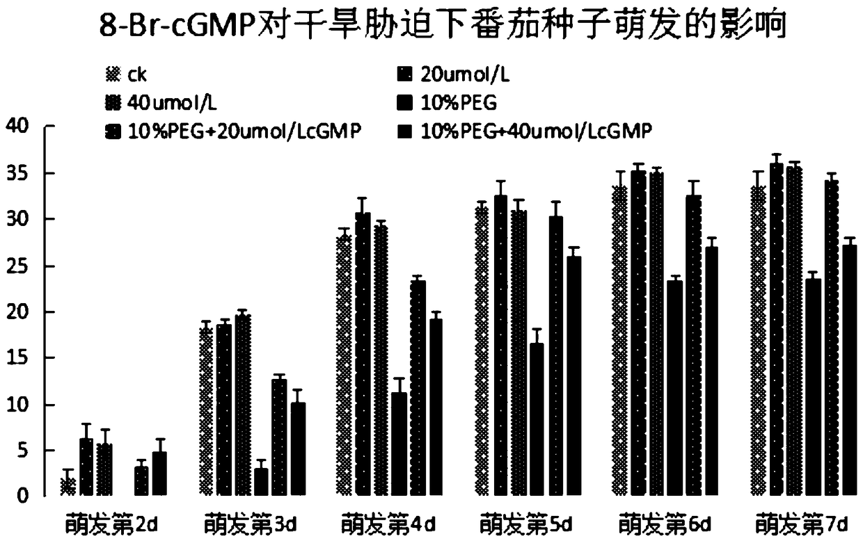 Method for increasing tomato seed germination rate under drought stress and observation device