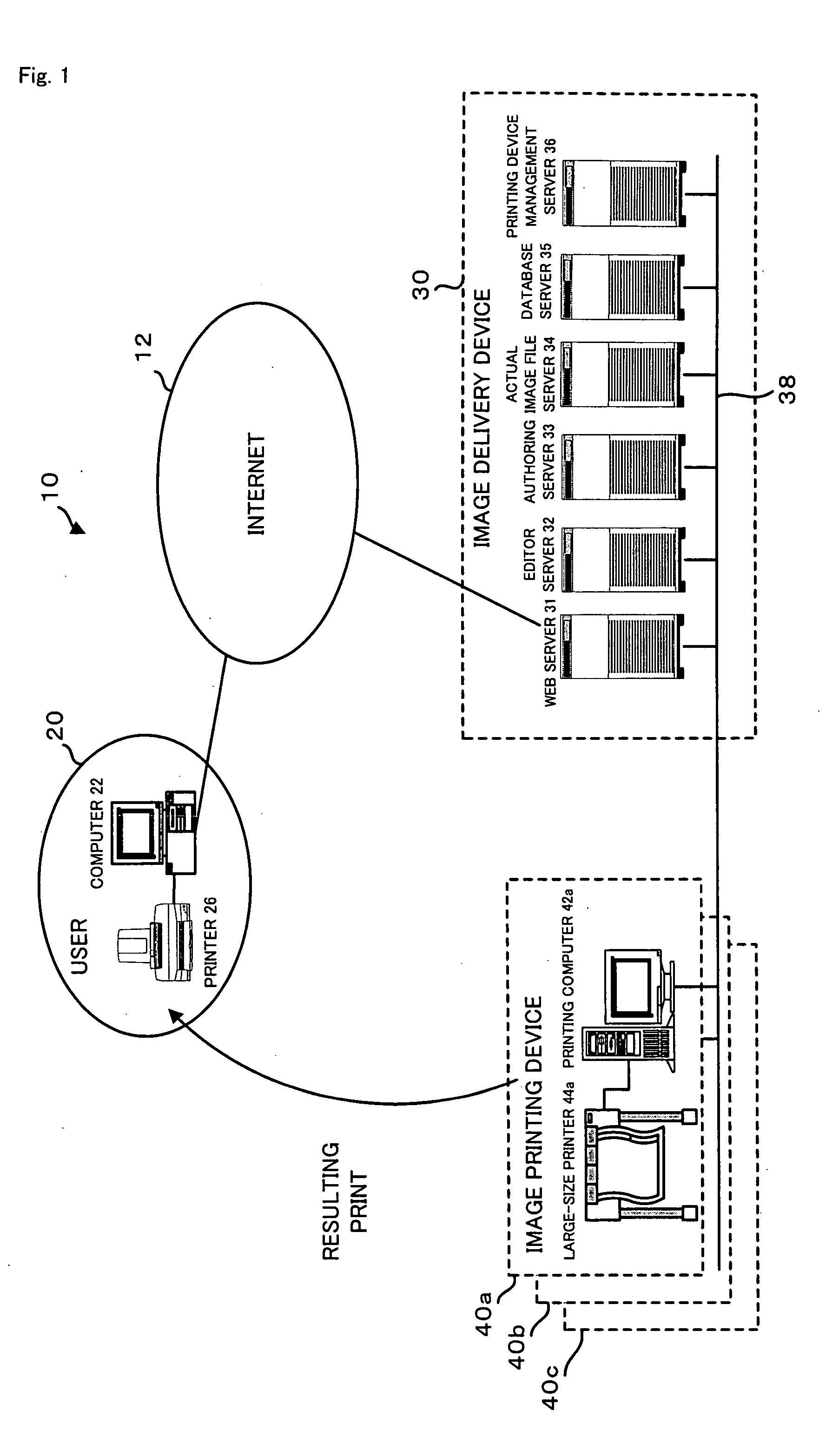 Image printing system and image delivery device and image printing device used therein