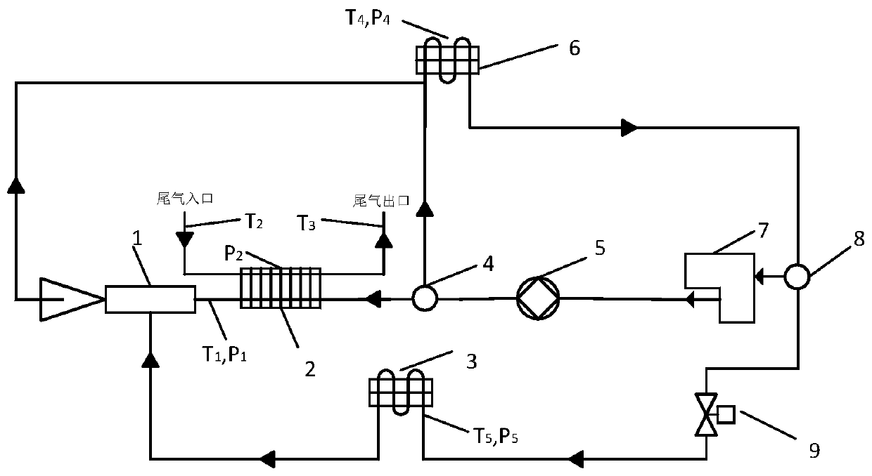 Device and method for driving injection type refrigerating system through automobile waste heat recovery