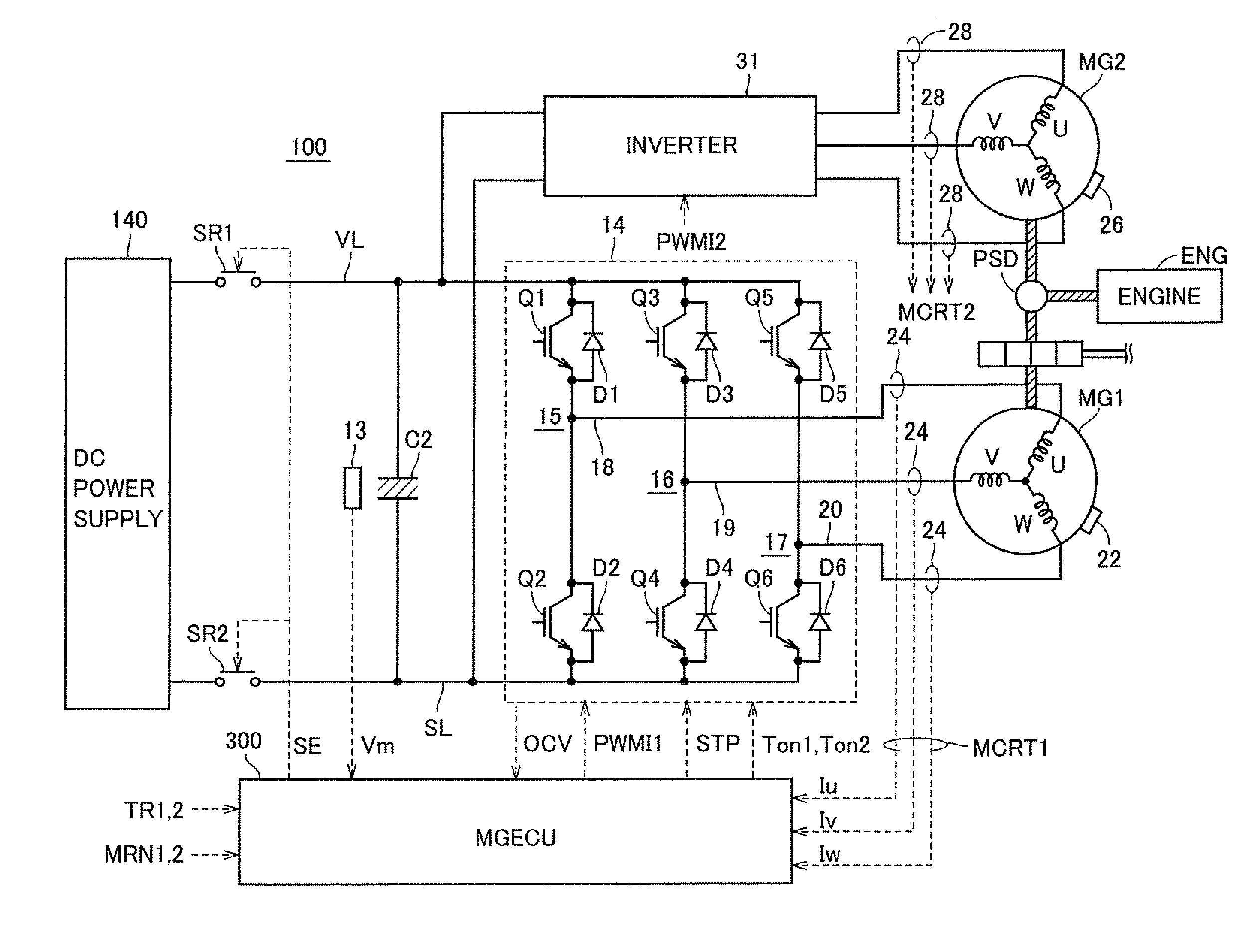 Motor drive apparatus, hybrid drive apparatus and method for controlling motor drive apparatus