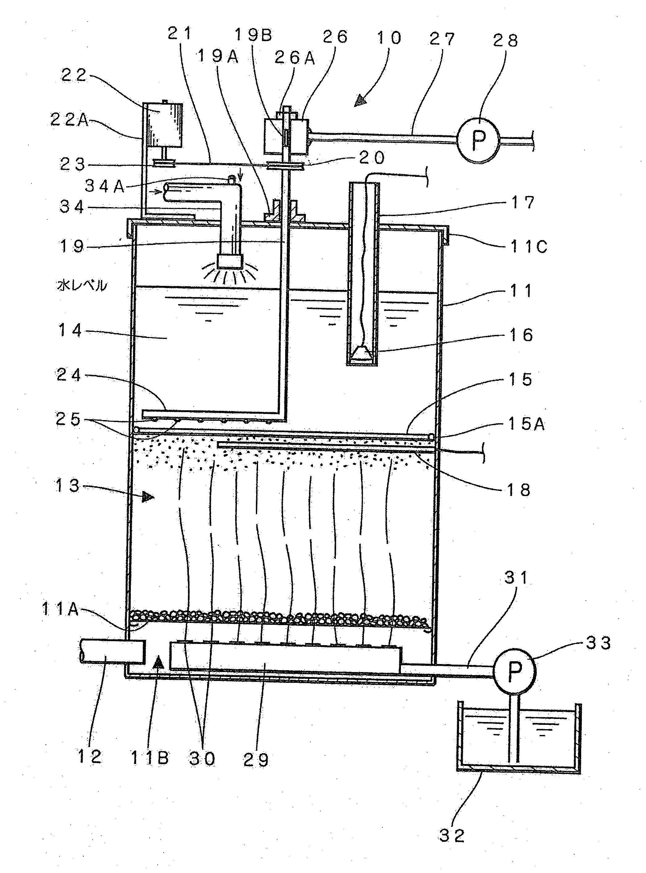 Slow filtration device having excellent ability to treat microorganisms