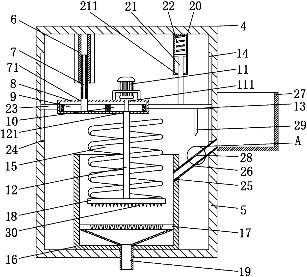 Alum crushing plant with centralized sewage disposal function