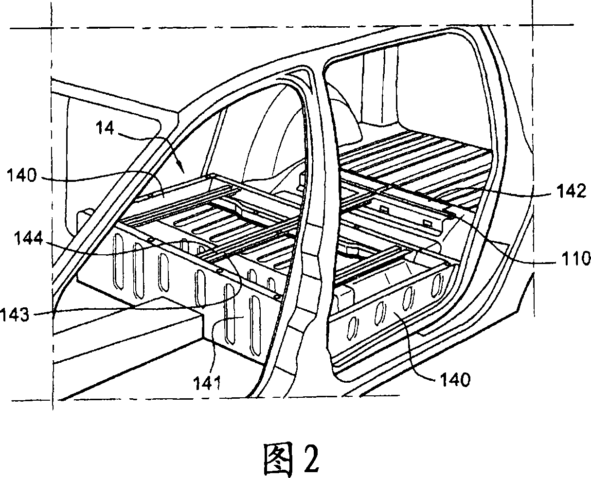 Motor vehicle with carrying goods baseboard structure