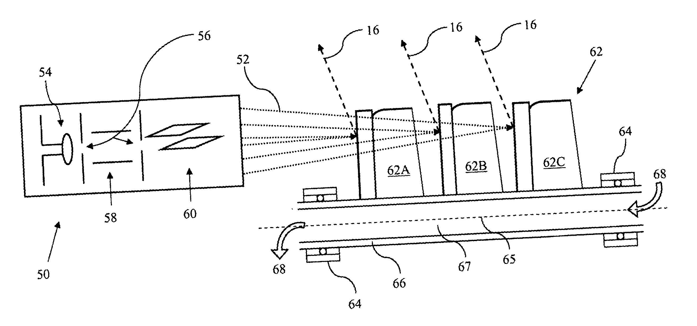 Extended multi-spot computed tomography x-ray source