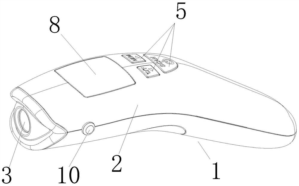 Forehead thermometer capable of displaying different colors according to detected temperature and control circuit thereof