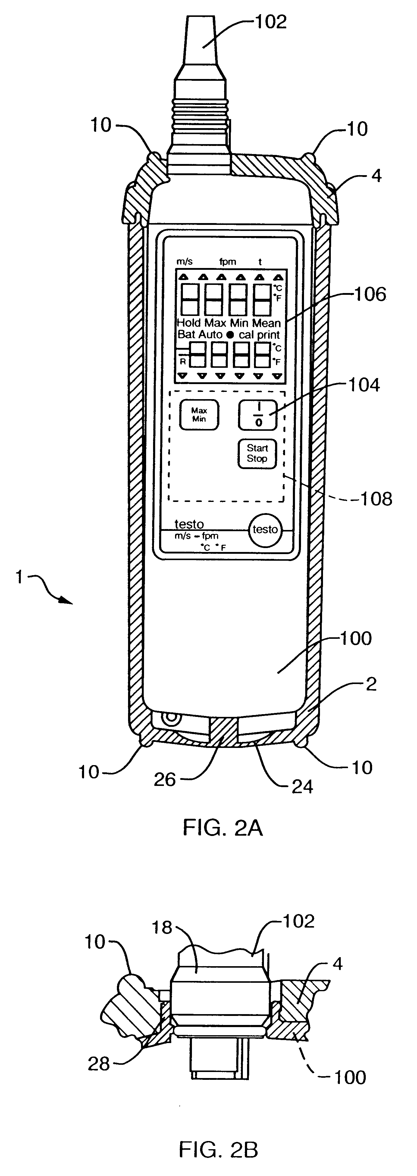 Watertight protective device for holding a measuring or display device