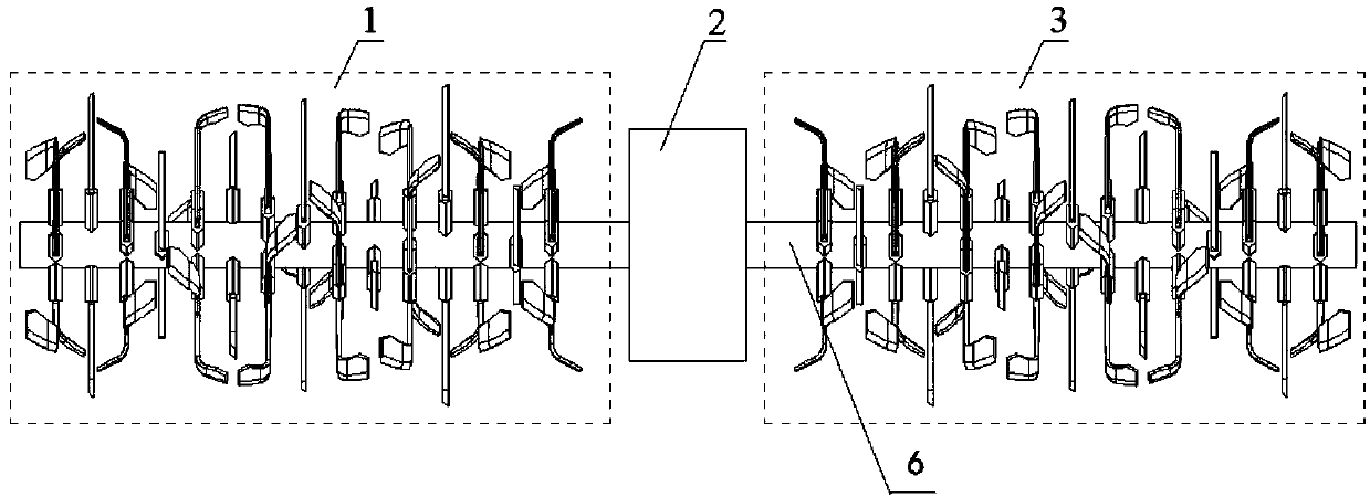 Six-head spiral rotary tillage stubble cleaning grass burying knife roll