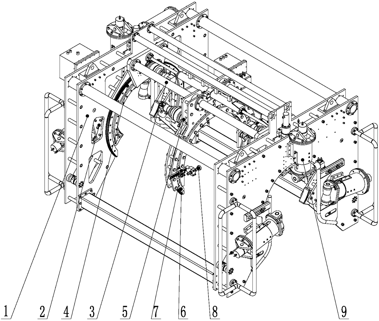 Self-centering self-walking full-rotating high-pressure water pipeline coating cleaning device