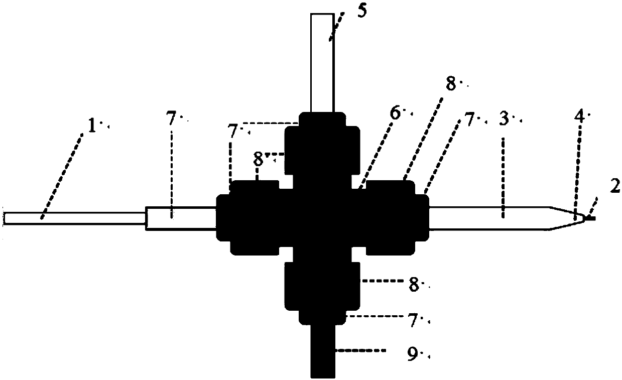 Electrospray ionization mass spectrometry interface device with tiny dead volume and utilization method thereof