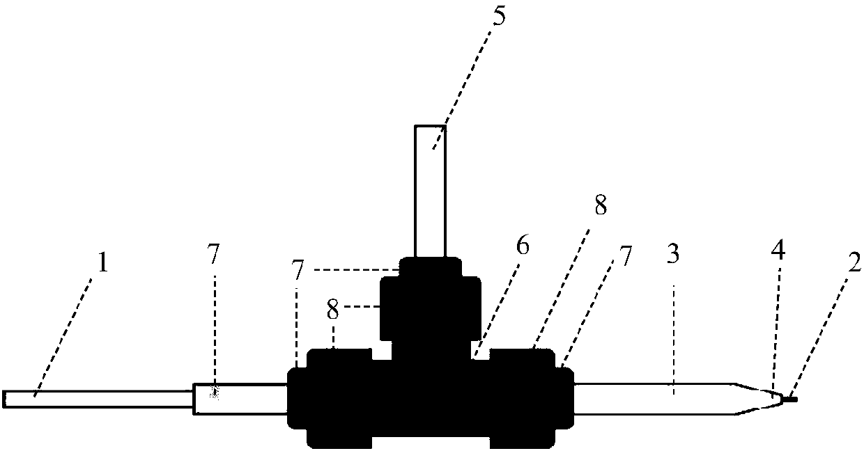 Electrospray ionization mass spectrometry interface device with tiny dead volume and utilization method thereof