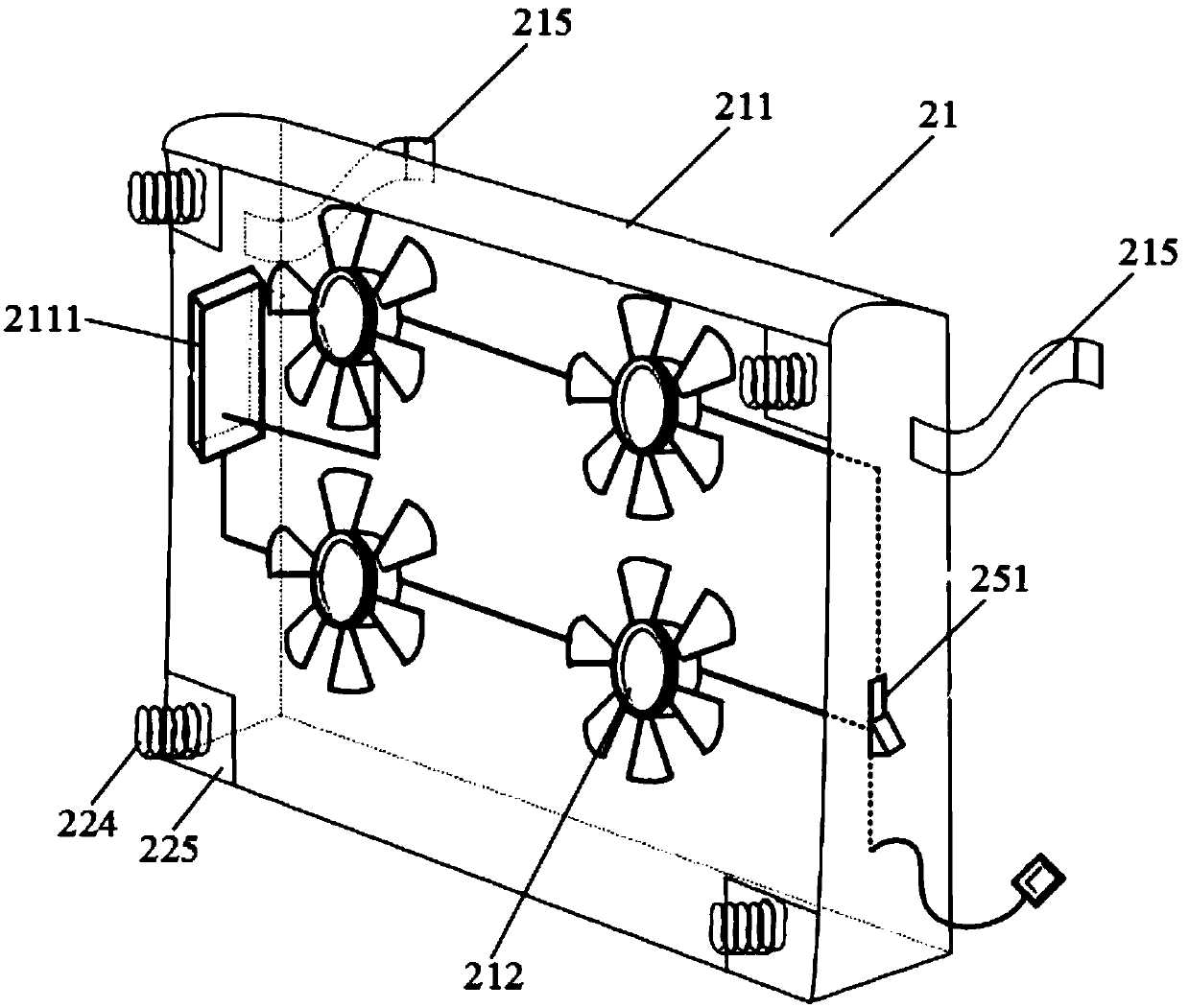 Portable backpack heat dissipation device and heat dissipation backpack