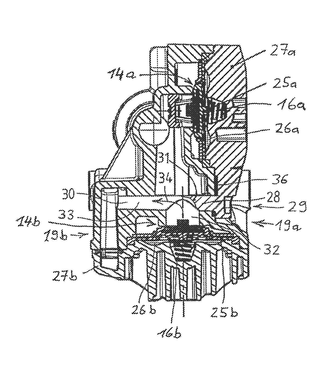 Pressure control valve arrangement having a pressure medium channel of oval cross-section