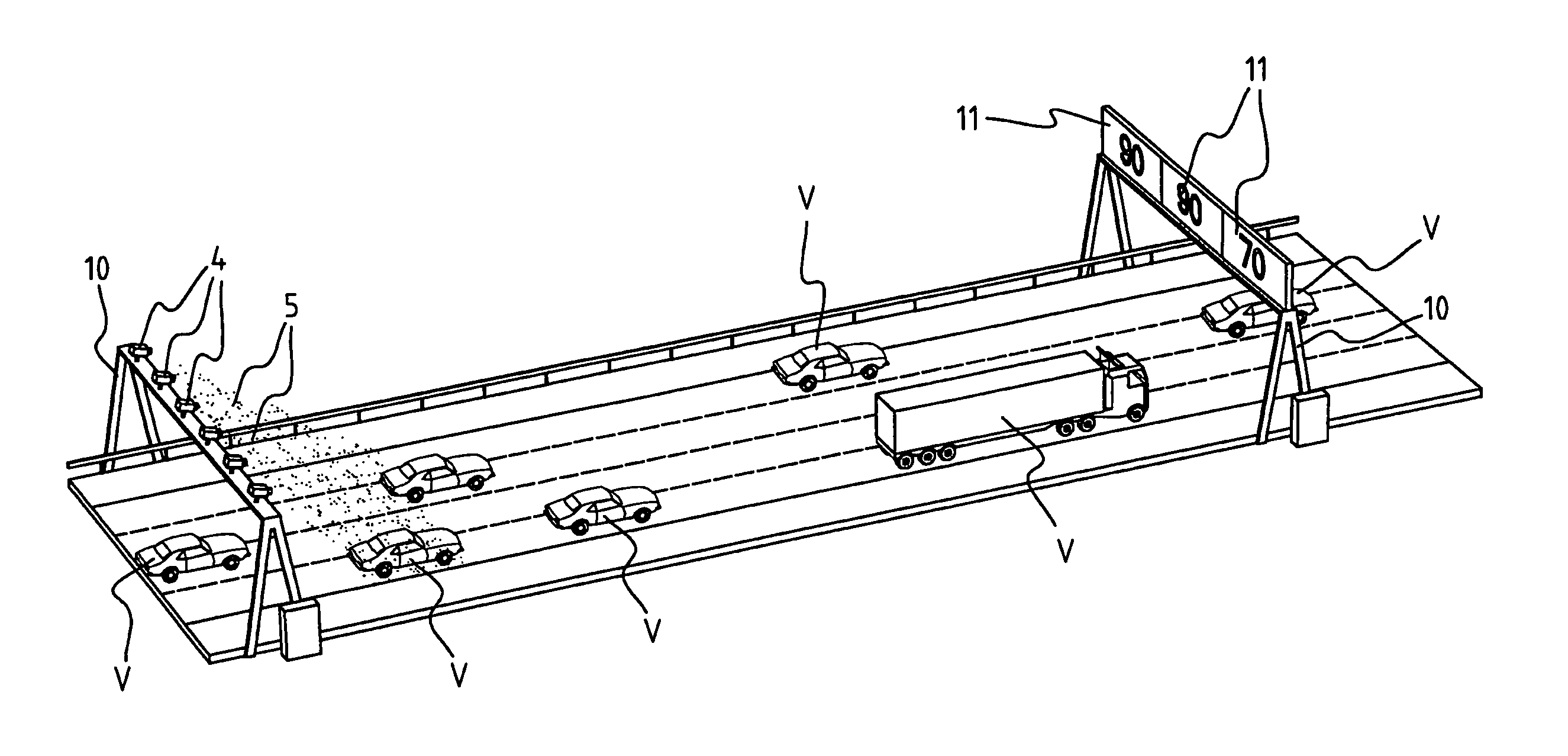 Method and system for detecting with radar the passage by a vehicle of a point for monitoring on a road