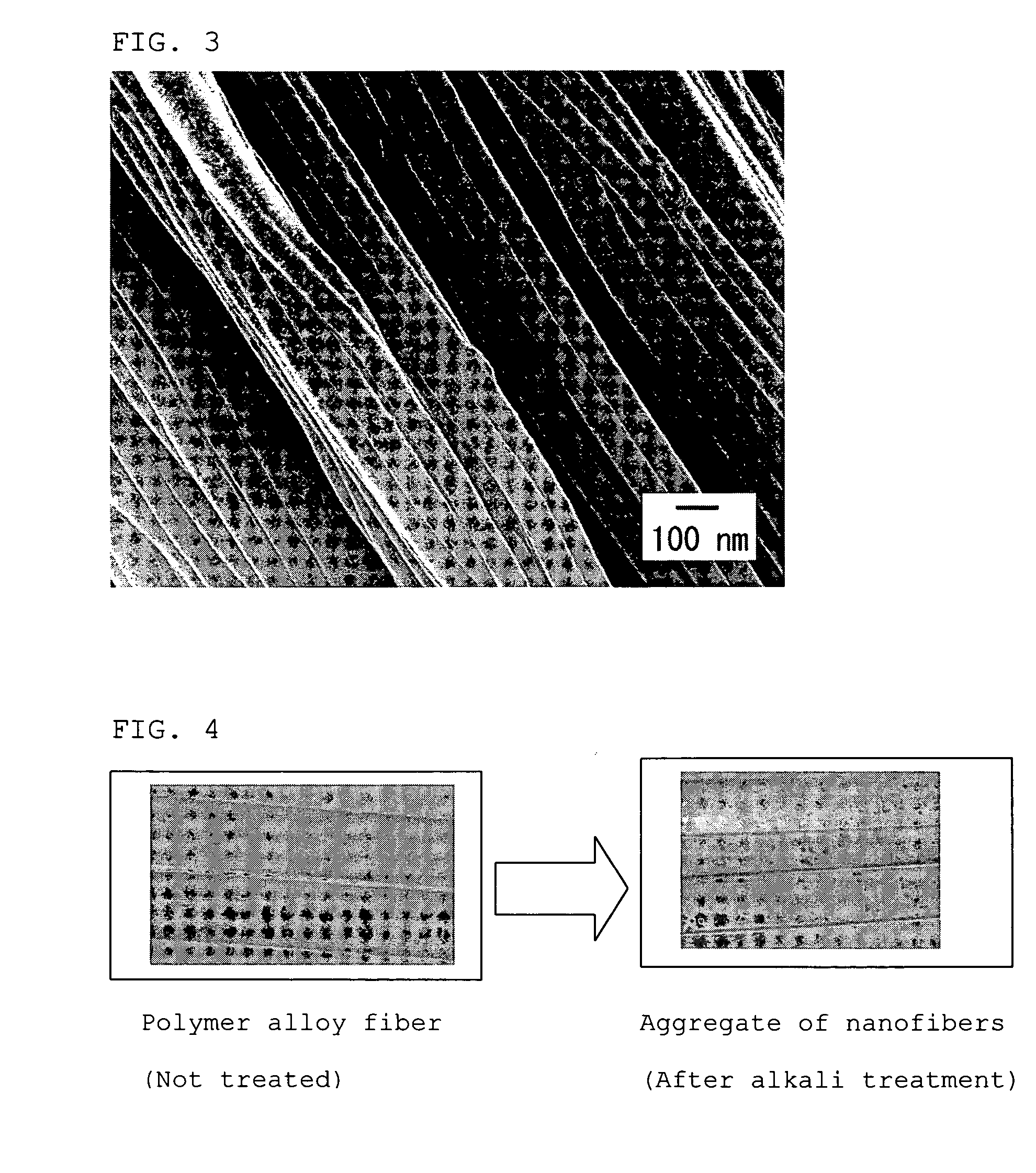 Nanofiber aggregate, polymer alloy fiber, hybrid fiber, fibrous structures, and processes for production of them