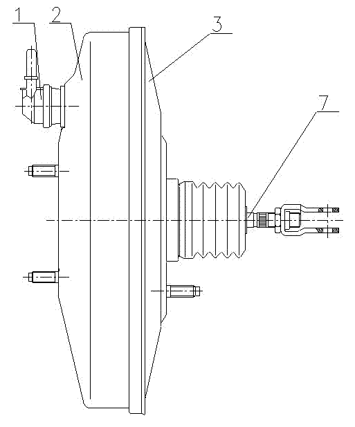 Automobile vacuum booster with mechanical emergency braking auxiliary system function