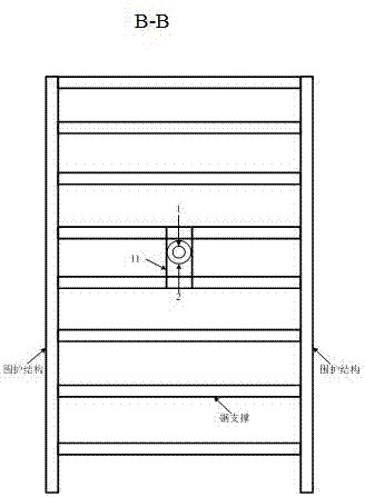 Magnetic ring type testing device and method for foundation upheaval caused by foundation pit excavation