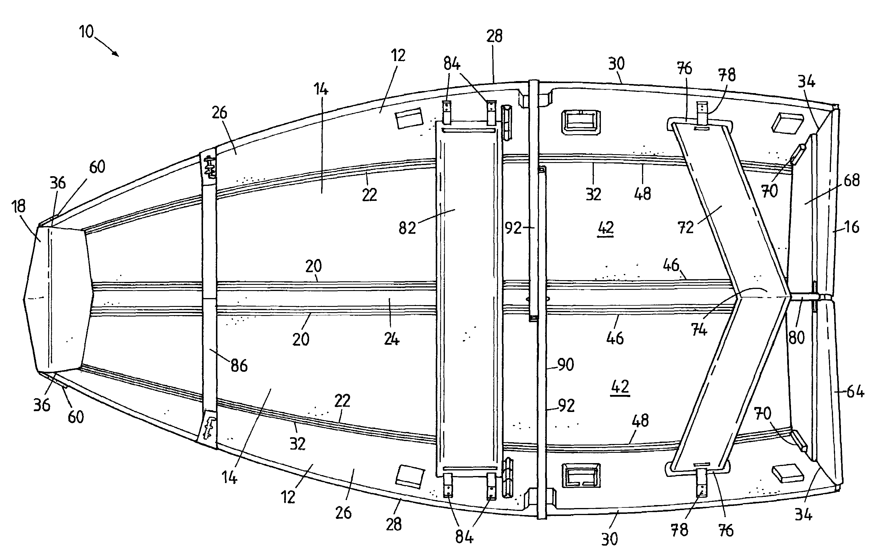 Bracing for collapsible boat