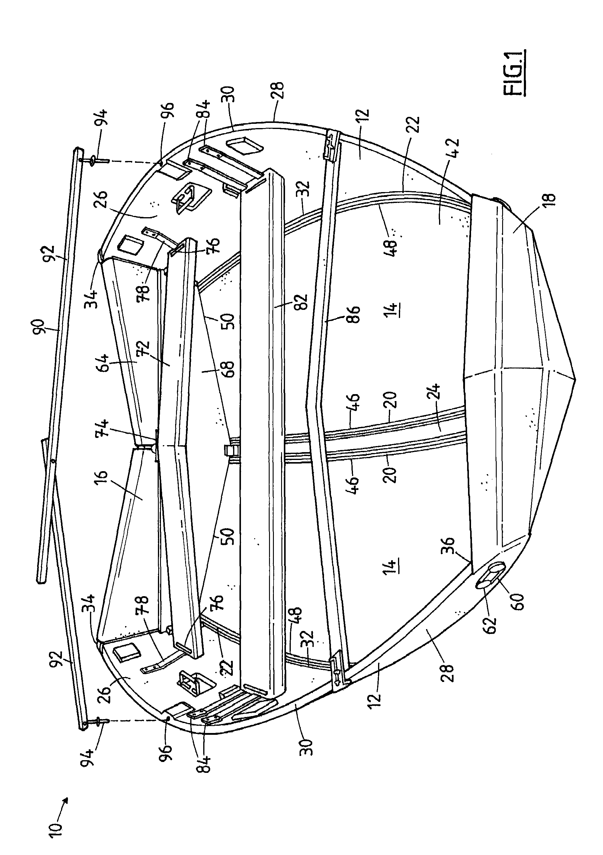 Bracing for collapsible boat