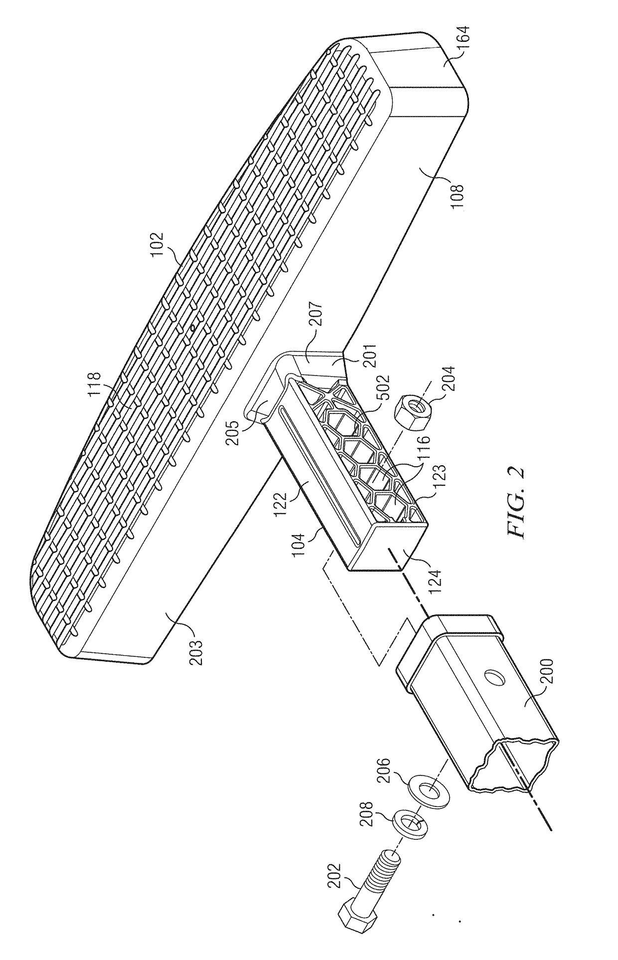 Two shot injection molded vehicle hitch step