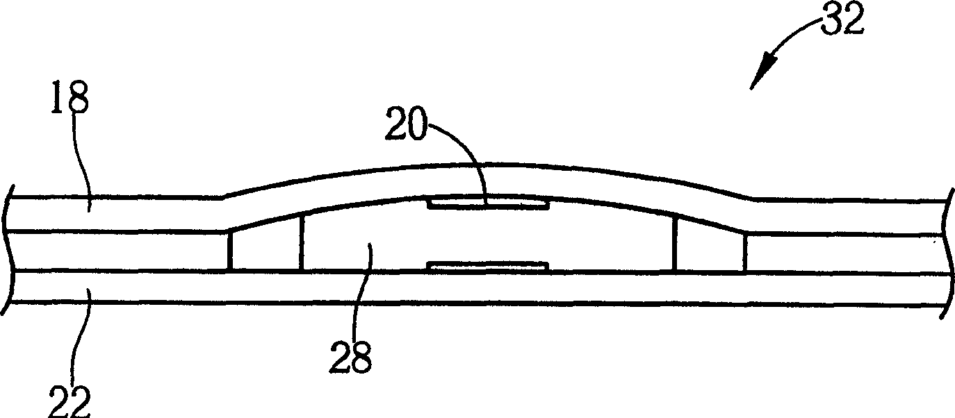 Film-type switching circuit board with pressure-regulatable air chamber