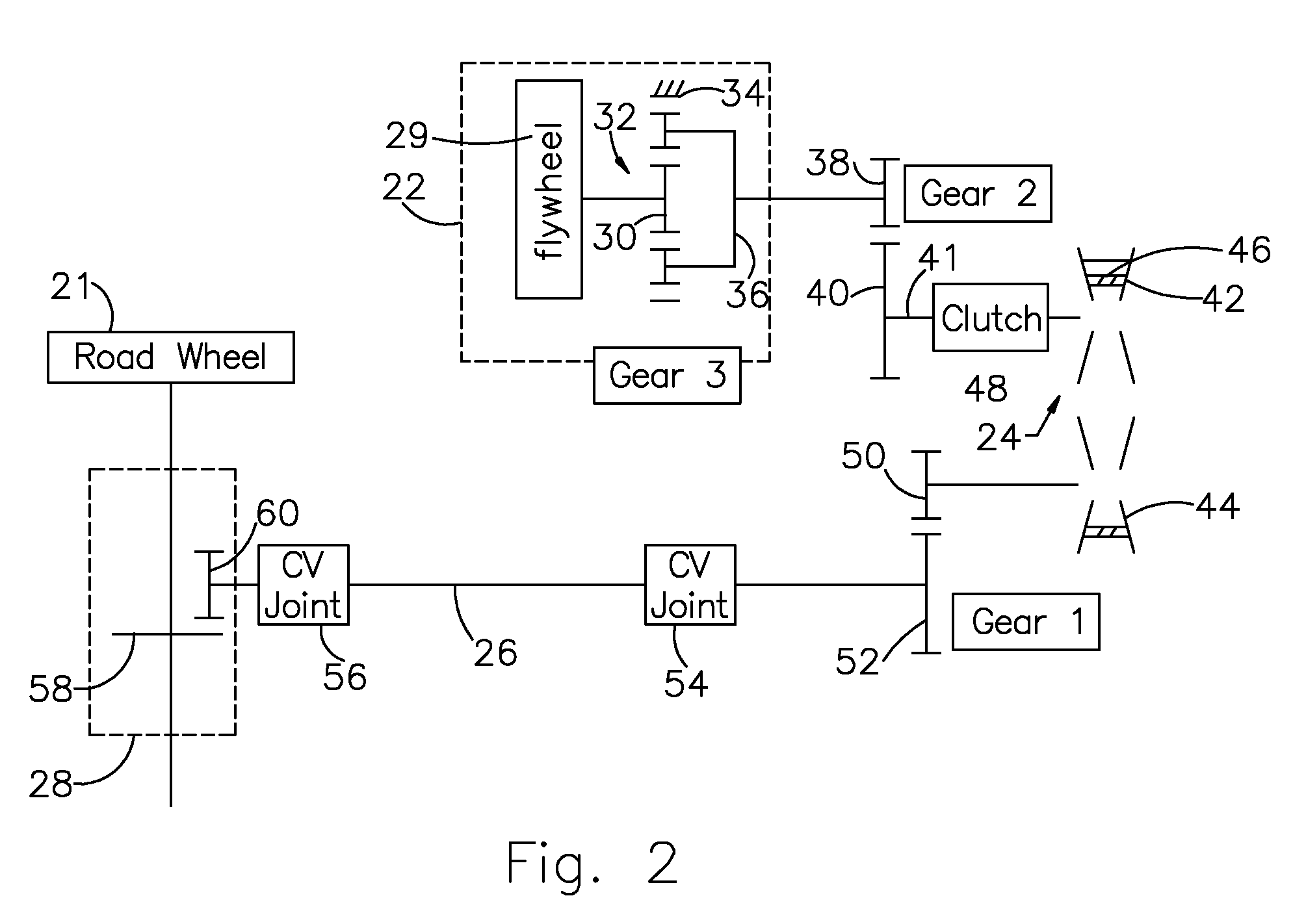 Controlling torque in a flywheel powertrain