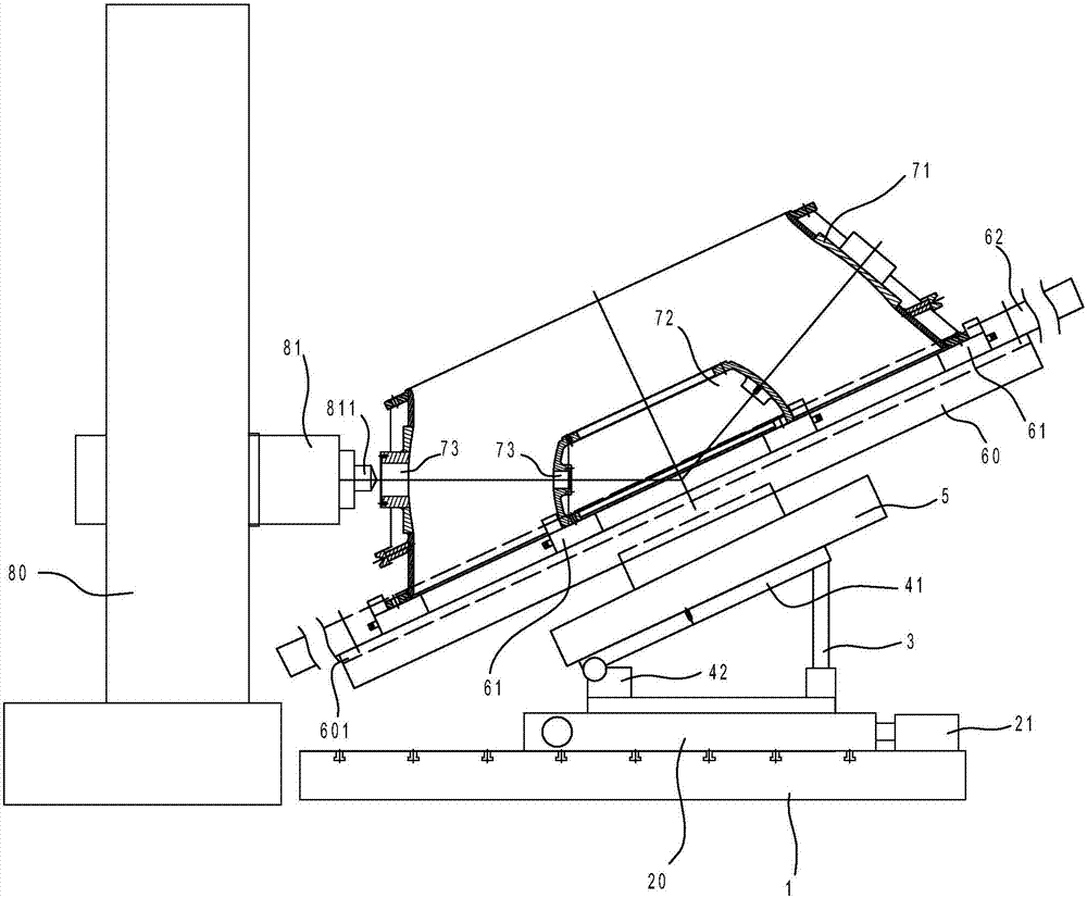 Through-flow turbine water guide mechanism internal and external ring coaxial processing equipment and processing method