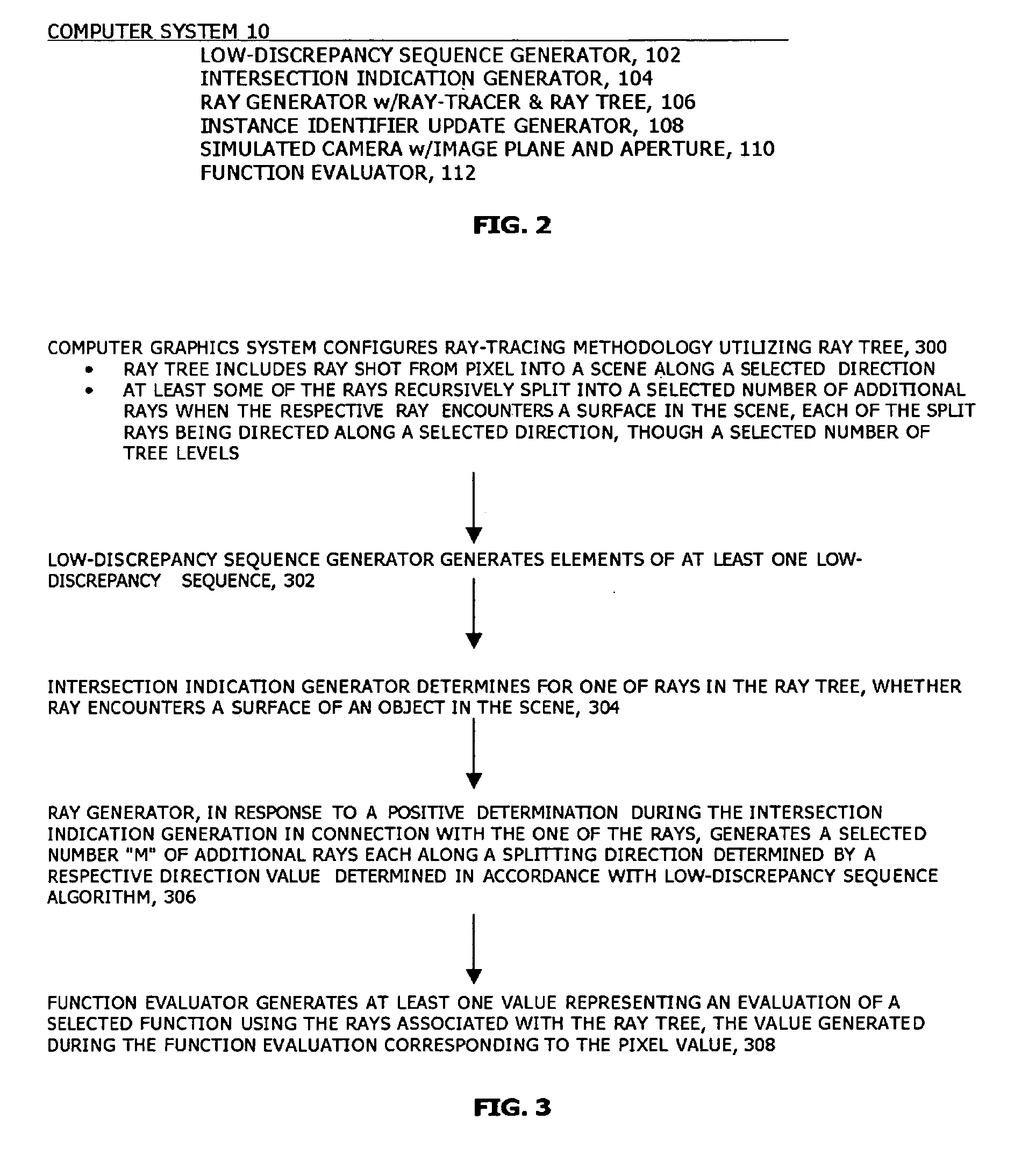 Computer graphic system and computer-implemented method for generating images using a ray tracing methodology that makes use of a ray tree generated using low-discrepancy sequences and ray tracer for use therewith