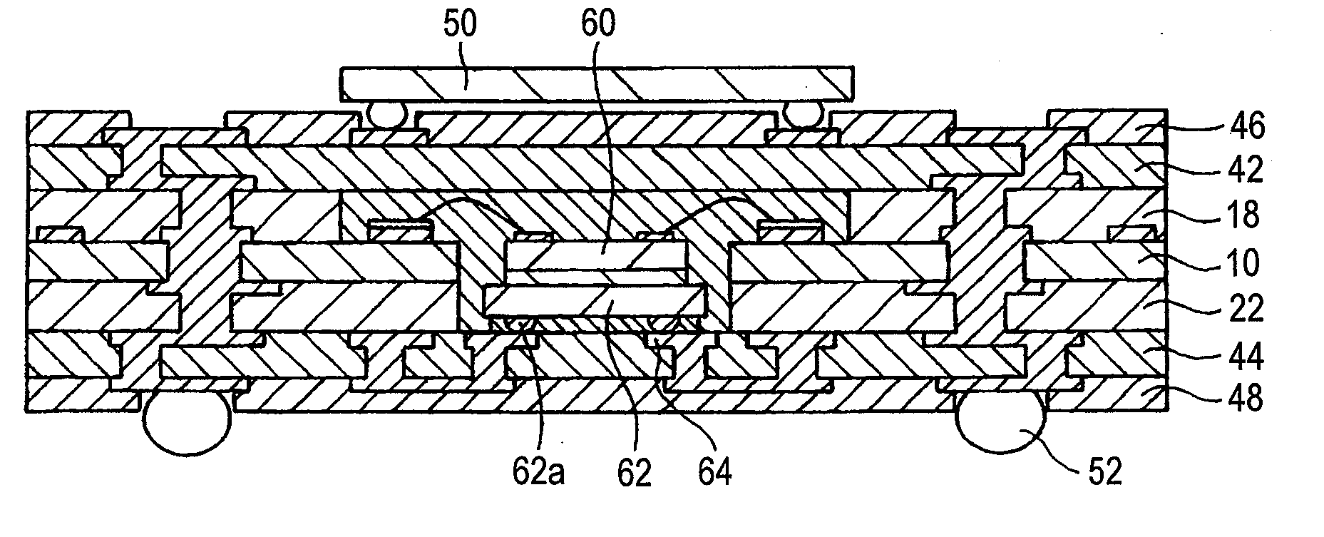 Multilayer wiring substrate mounted with electronic component and method for manufacturing the same