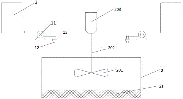 Stirring type production device for flaky microcapsules