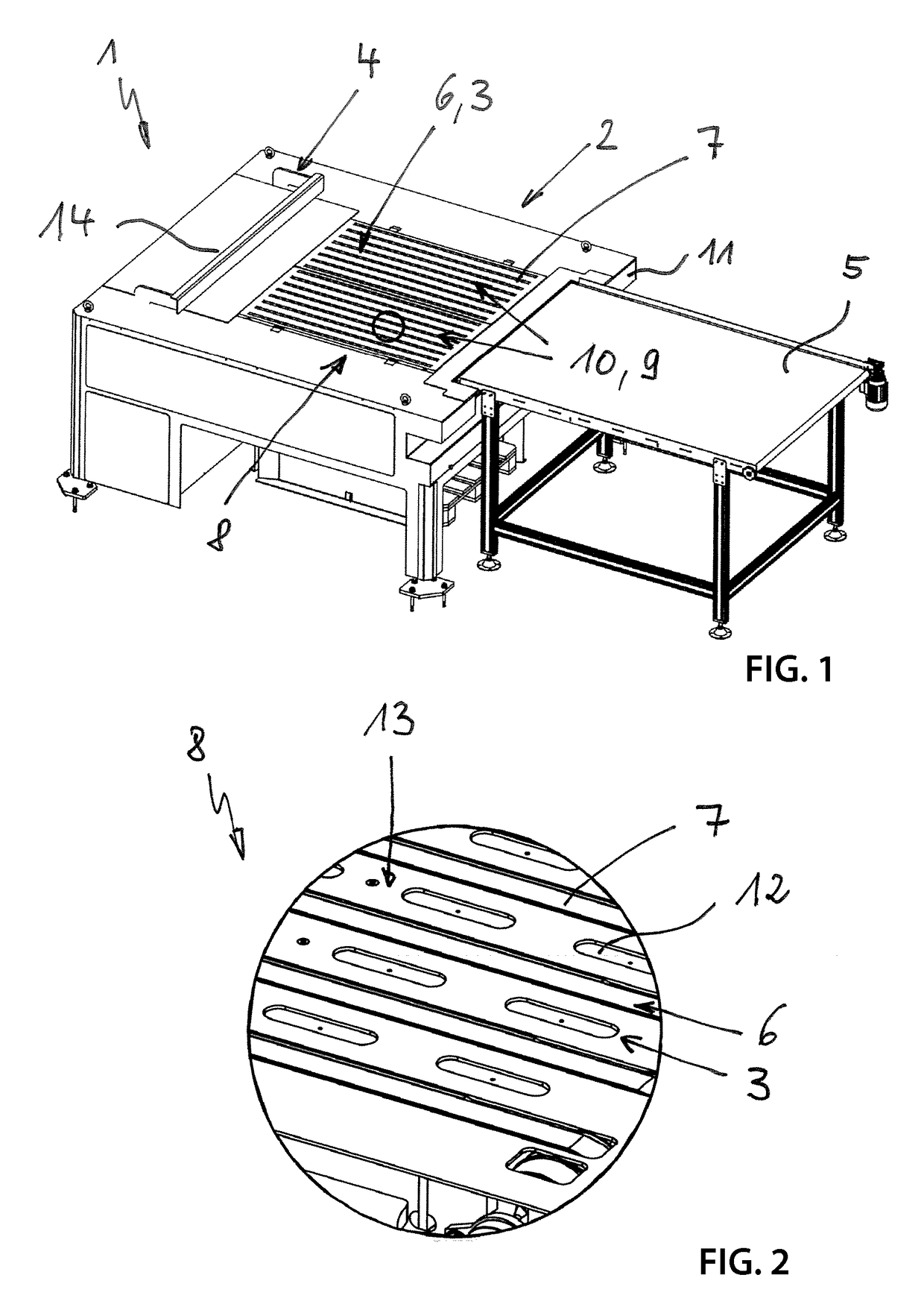 De-stacking device for de-stacking layers of transport pallets with or without intermediary layers