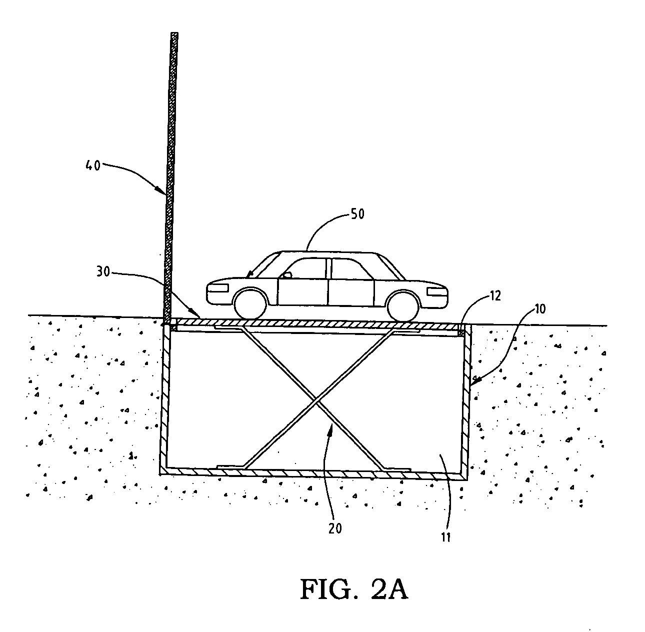 Multi-tier parking lot with a waterproof parking space under each ground parking space