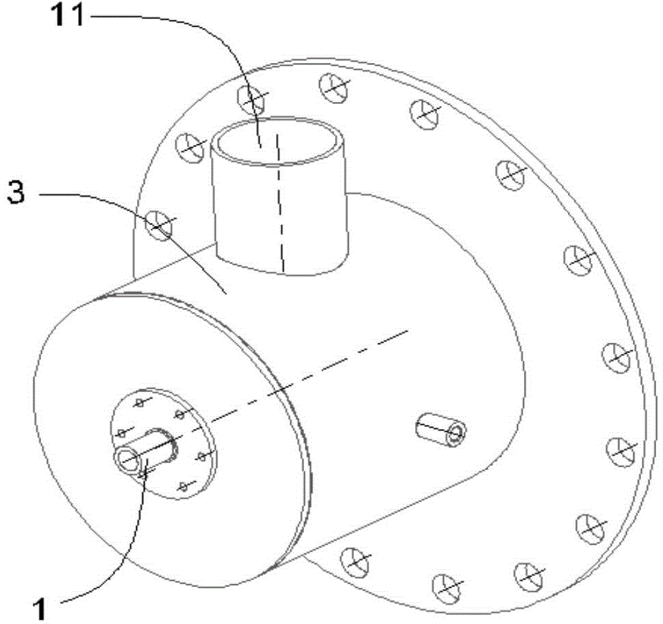 Liquefied gas combustion chamber with outlet equipped with swirling vanes