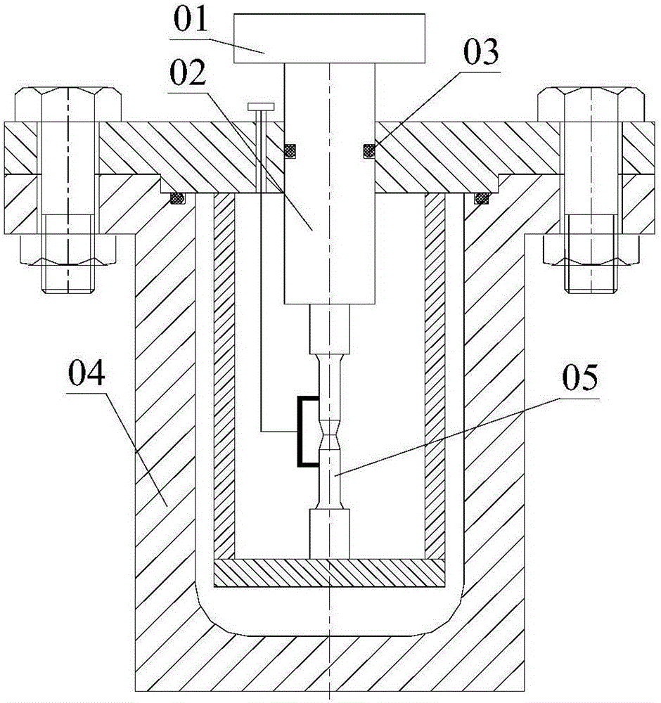 Non-dynamic sealing quick open type test device of material fatigue performance under high-pressure hydrogen environment