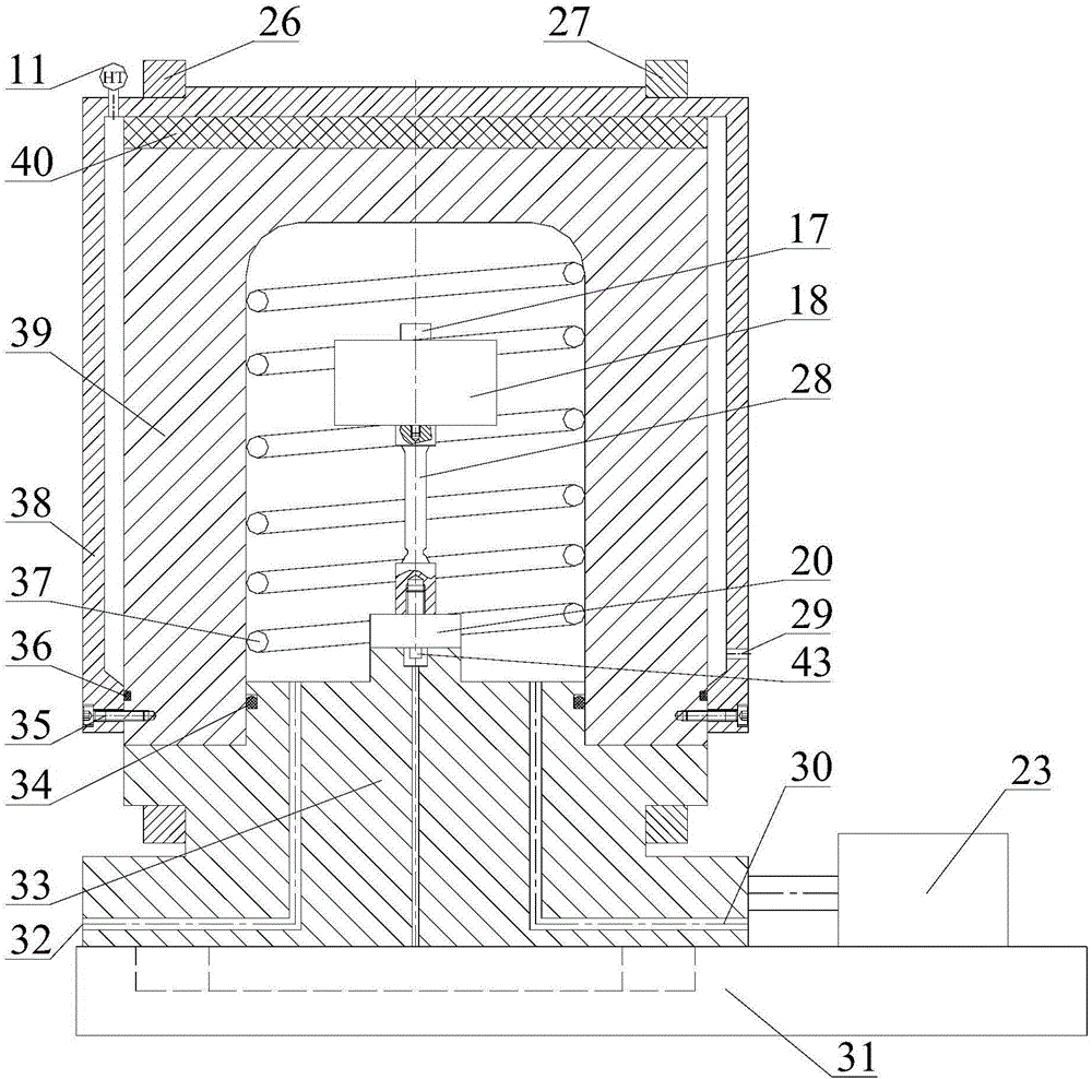 Non-dynamic sealing quick open type test device of material fatigue performance under high-pressure hydrogen environment