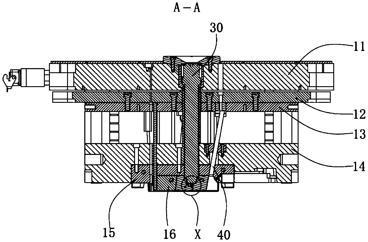 Injection mold for buffering L-shaped sheets