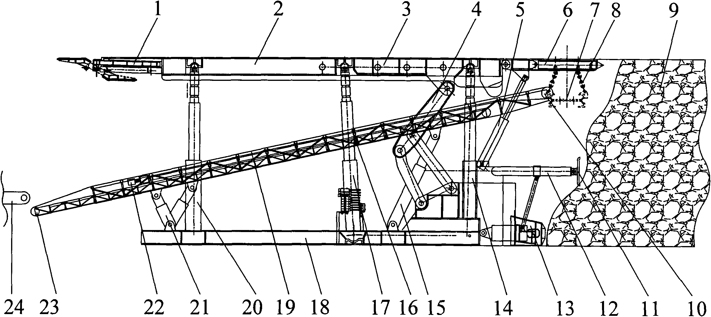 End supporting, filling and transshipping system of coal face