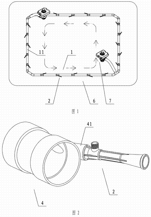 Method and facility for enabling water to flow and conducting oxygenation through jet devices