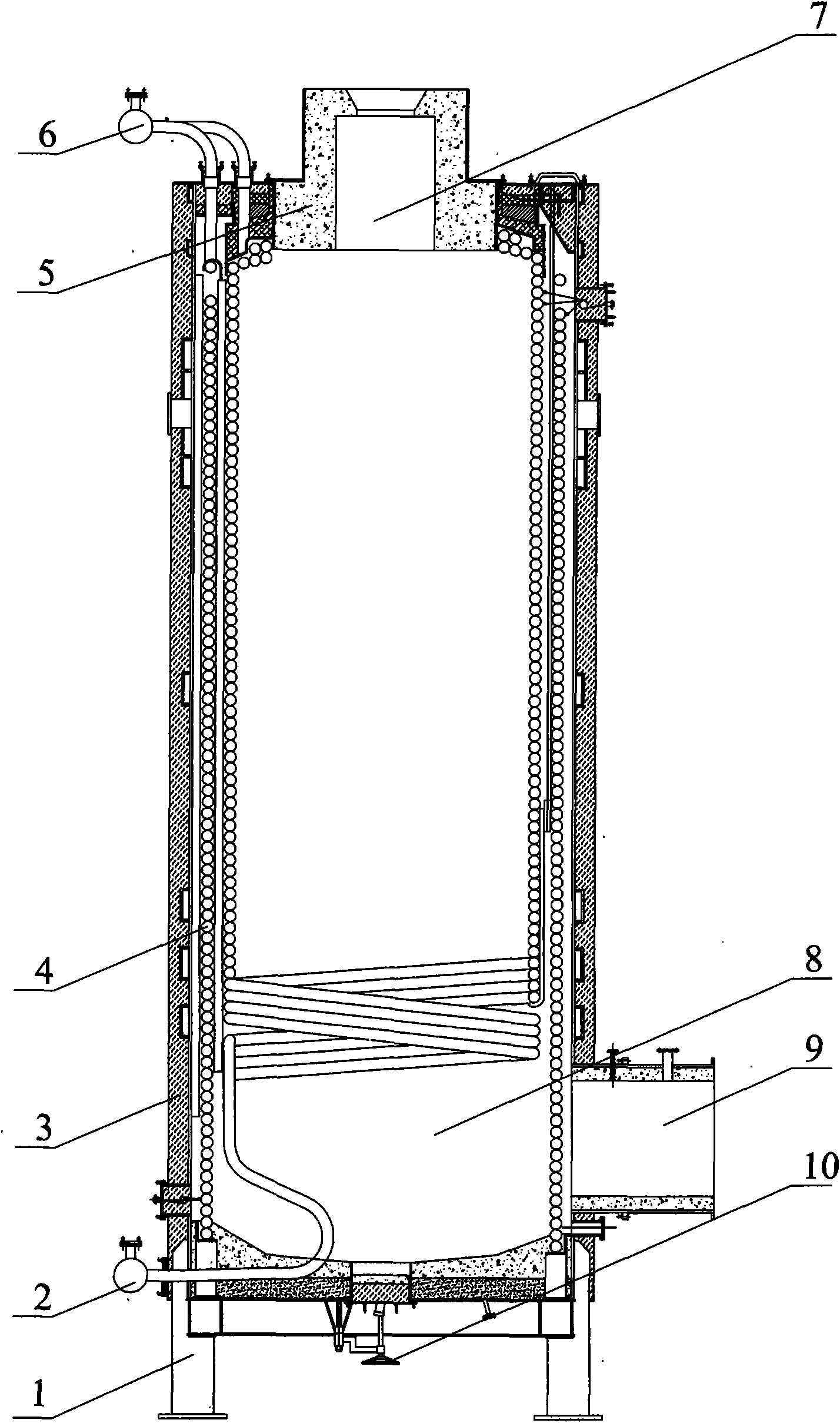 Salt-melting furnace for producer gas