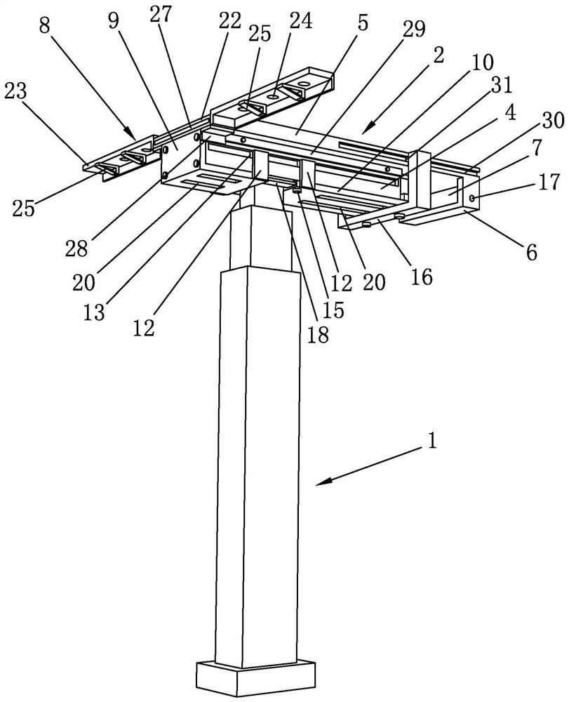 A large thrust lifting column structure and its installation method