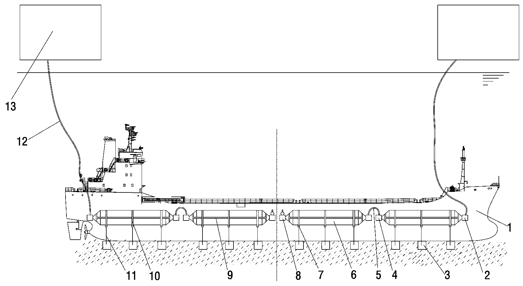 Method for salvaging sunken ship by adopting rubber air bag