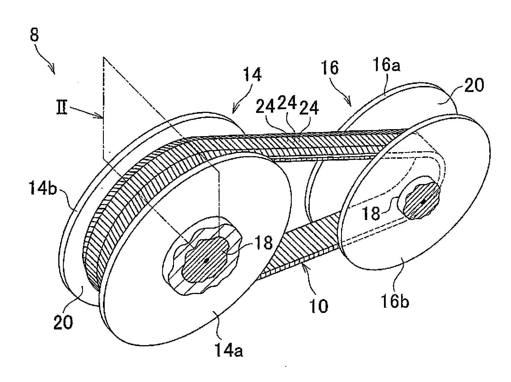 Elements of drive power transfer belt of belt-drive continuously variable transmission for vehicle