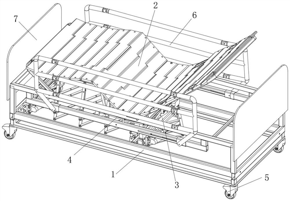 Movable sickbed with massaging and sitting-up functions